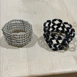 Elegant Silver and Black Beaded Bracelets